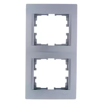 рамка 2 поста LEZARD Karina вертикальная матовое серебро