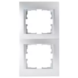 рамка 2 поста LEZARD Karina вертикальная матовое серебро