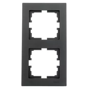 рамка 2 поста LEZARD Vesna вертикальная чёрный бархат