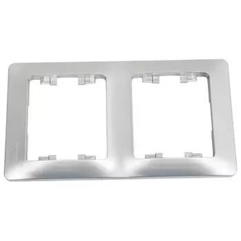 рамка 2 поста SCHNEIDER ELECTRIC Glossa алюминий вертикальное