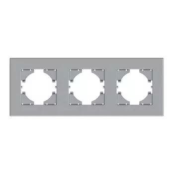 рамка 3 поста GUSI City горизонтальная серебро