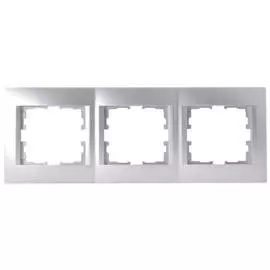 рамка 3 поста LEZARD Karina горизонтальная матовое серебро