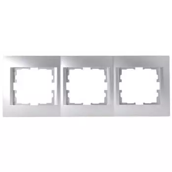 рамка 3 поста LEZARD Karina горизонтальная матовое серебро