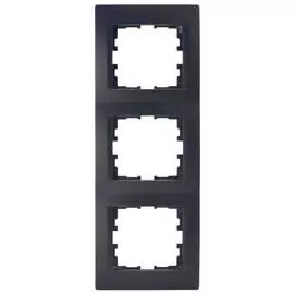 рамка 3 поста LEZARD Karina вертикальная черный бархат