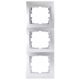 рамка 3 поста LEZARD Karina вертикальная матовое серебро
