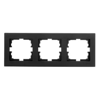 рамка 3 поста LEZARD Vesna горизонтальная чёрный бархат