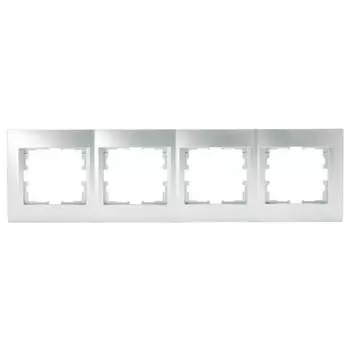 рамка 4 поста LEZARD Karina горизонтальная матовое серебро