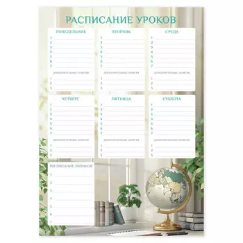 расписания уроков Глобус А3 297х420 мм 235 г/кв.м мелованный картон полноцветная печать