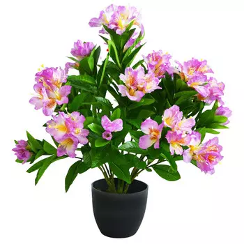 растение искусственное Азалия в кашпо фиолетовая 65см