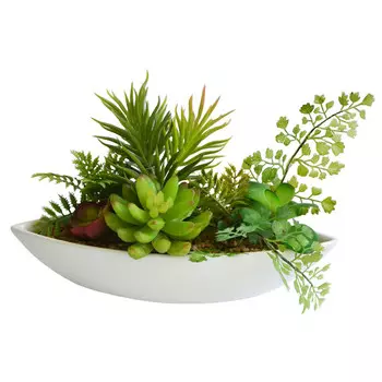 растение искусственное Композиция из суккулентов в кашпо 16см