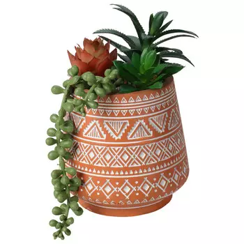 растение искусственное Композиция в горшке 17см зеленый, бежевый