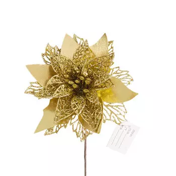 растение искусственное MAXIJOY Пуансеттия 30см золотой