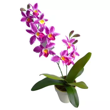 растение искусственное Орхидея цимбидиум в кашпо фиолетовая 60см