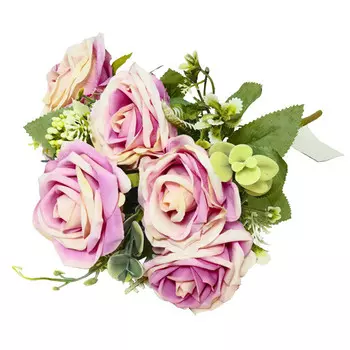 растение искусственное Роза (9 шт) розовый 44см