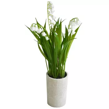 растение искусственное в горшке Ландыши 21см