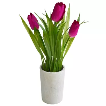 растение искусственное в горшке Тюльпаны 21см цвет в асс-те