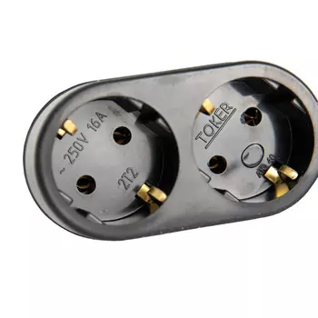 разветвитель 2 гнездо с/з 16А 2T2 черный