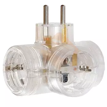 разветвитель 3 гнезда Реальная Электрика 6А прозрачный