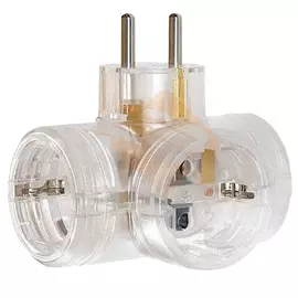 разветвитель 3 гнезда Реальная Электрика 6А прозрачный