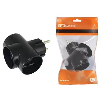 разветвитель 3 гнезда TDM 16А 250B черный