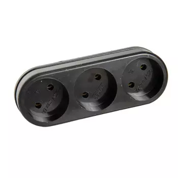 разветвитель 3 гнездо б/з 6A 3L черный