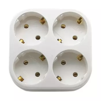 разветвитель 4 гнездо с/з 16А 4T4 белый