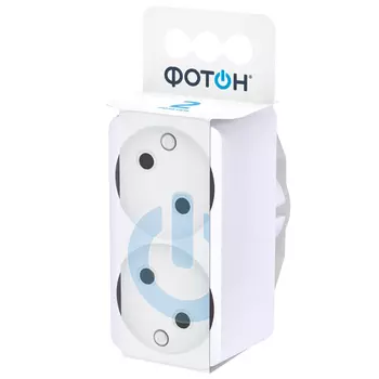 разветвитель ФОТОН, 2 гнезда, без заземления, 6А, белый