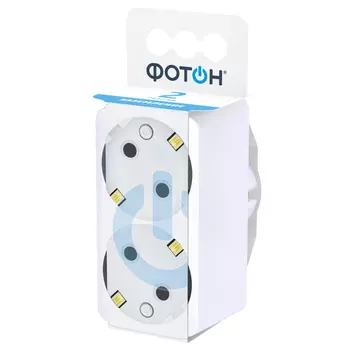разветвитель ФОТОН, 2 гнезда, с заземлением, 16А, белый