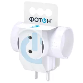 разветвитель ФОТОН, 3 гнезда, без заземления, 6A, белый