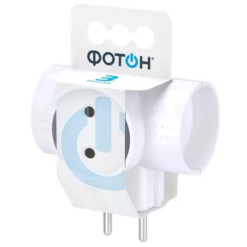 разветвитель ФОТОН, 3 гнезда, без заземления, 6A, белый