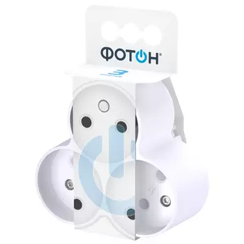 разветвитель ФОТОН, 3 гнезда, без заземления, 6А, плоский, белый