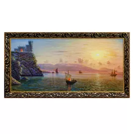 репродукция в раме ЛУННАЯ НОЧЬ ВИД НА ЯЛТУ, 700х330 мм, бумага, МДФ