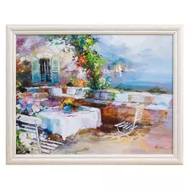 репродукция в раме САД НА БЕРЕГУ ОЗЕРА, 400х300 мм, бумага, МДФ