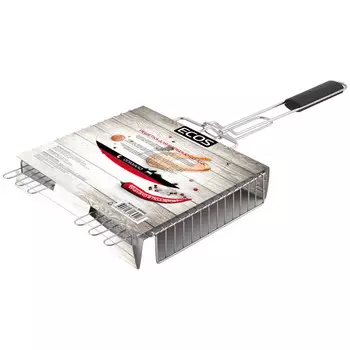 решетка-гриль ECOS 31х24х5см хром.сталь, дерево 65см общая длина