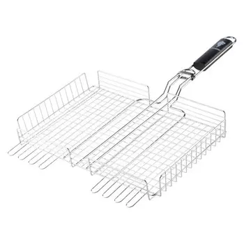 решетка-гриль ECOS 40х27х5см хром.сталь, дерево