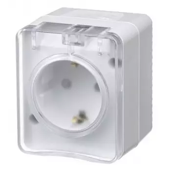 розетка 1 пост Atlas Design Profi54 с/з со шторками белый