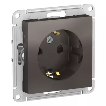 розетка 1 пост Atlas Design с/з со шторками мокко