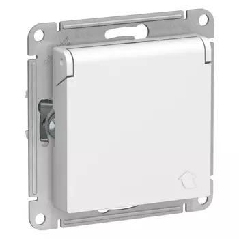 розетка 1 пост Atlas Design с/з с/ш с крышкой IP20 белый