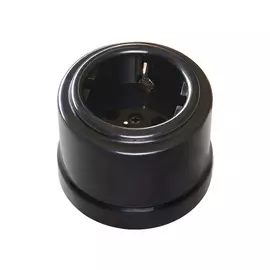 розетка 1 пост BIRONI Лизетта с заземлением, черный