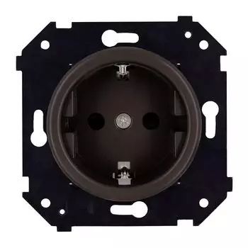 розетка 1 пост BIRONI Шедель 16А с/з б/ш коричневый матовый