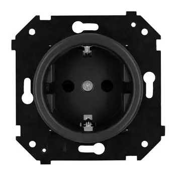 розетка 1 пост BIRONI Шедель 16А с/з б/ш черный матовый