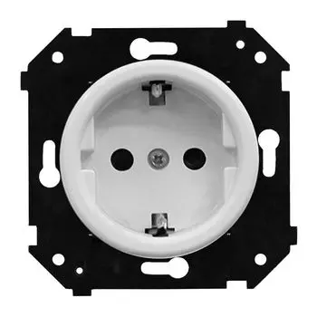 розетка 1 пост BIRONI Шедель 16А с/з б/ш белый матовый