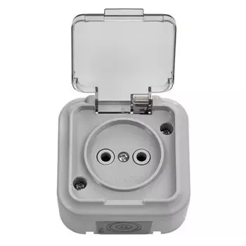 розетка 1 пост BYLECTRICA Пралеска Аква б/з IP54 16А 250В серый