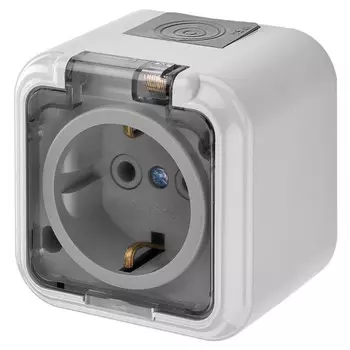 розетка 1 пост BYLECTRICA Пралеска Аква с/з IP54 16А 250В серый