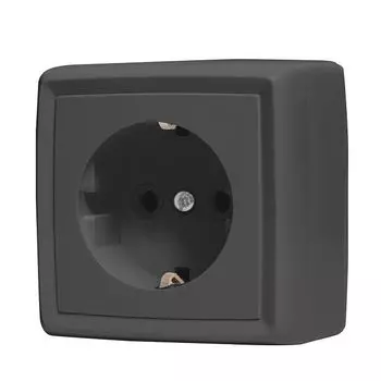 розетка 1 пост DRESDEN 16А с заземлением серый
