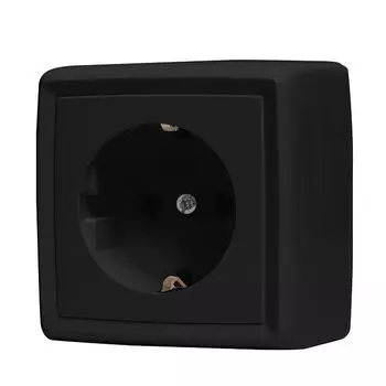 розетка 1 пост DRESDEN 16А с заземлением черный