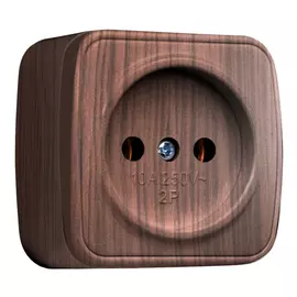 розетка 1 пост EKF Минск 10А без заземления, темное дерево