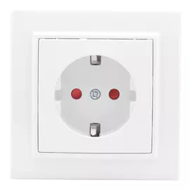 розетка 1-пост EKF Минск, 16А с заземлением, с защитной шторкой, белый