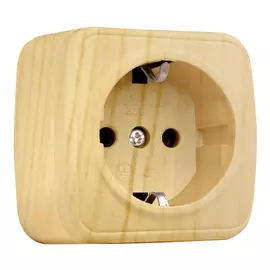 розетка 1 пост EKF Минск, 16А с заземлением, светлое дерево