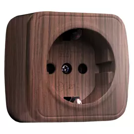 розетка 1 пост EKF Минск, 16А с заземлением, темное дерево